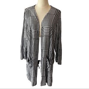 Joan Vass black  white open front cardigan sweater